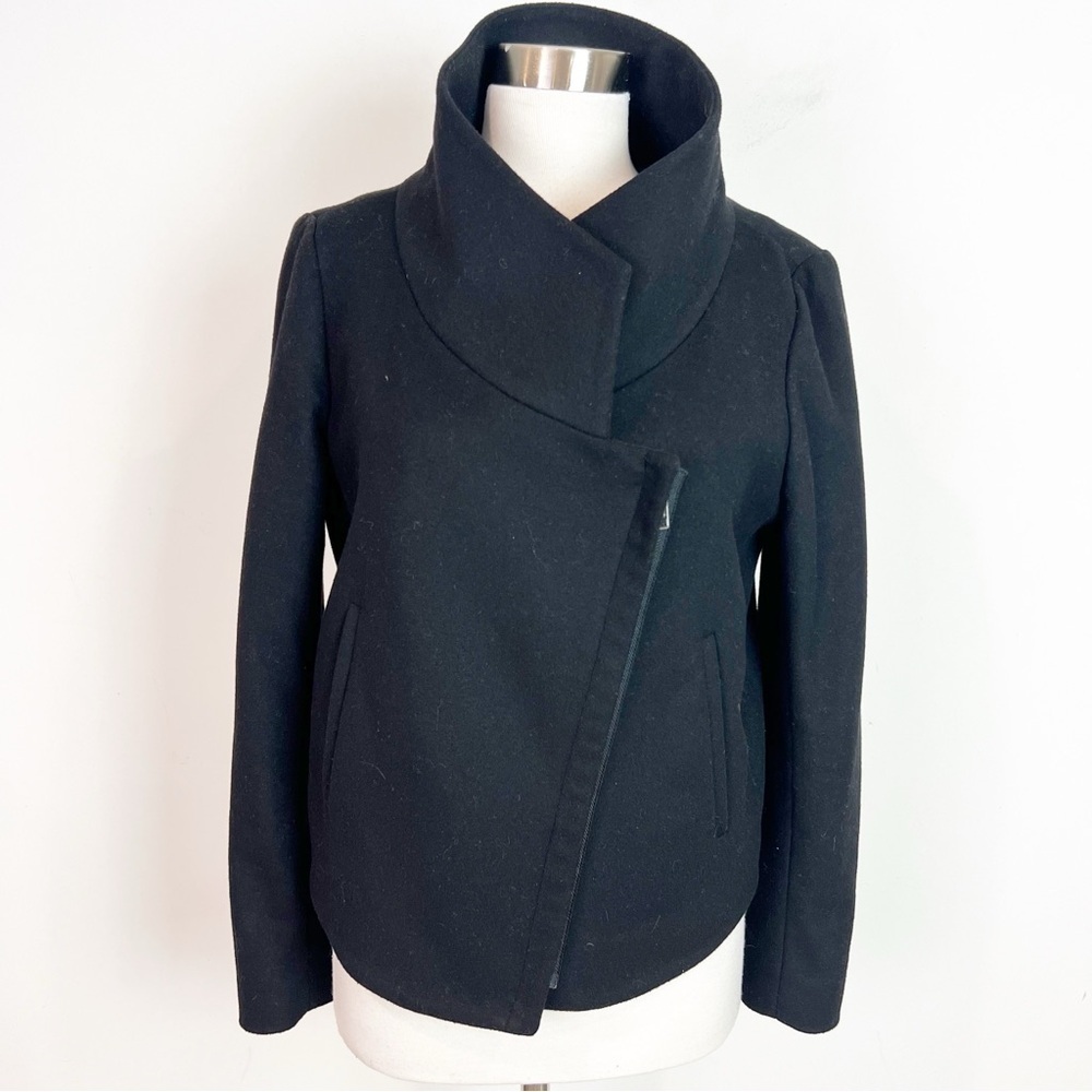 HELMUT LANG BLACK MOTO VIRGIN WOOL JACKET WOMENS SZ LARGE